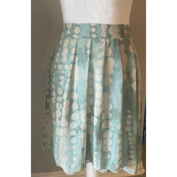 LA FEE MARABOUTEE Skirt Green Print Chiffon, Size 38, Small - Picture 1 of 10